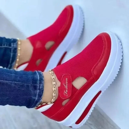 Red Sneakers Women Shoes Woman Tennis Shoes Canvas Shoe Female Casual Shoes Ladies Sport Shoes Platform Sneaker Hollow Out Shoes