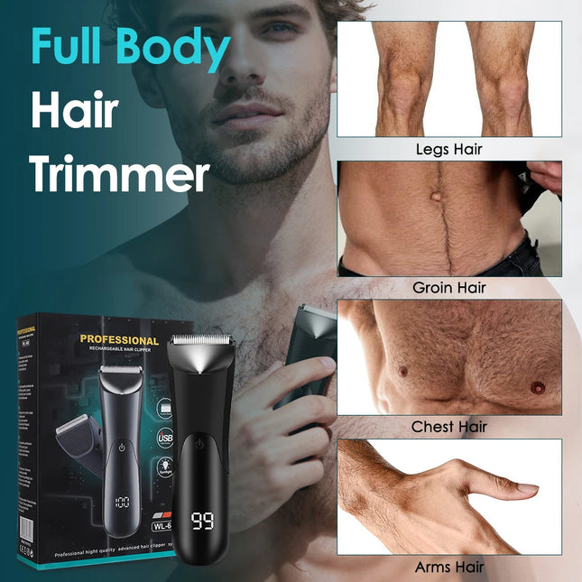 Professional Groin Body Hair Trimmer Ball Shaver for Men Body Grooming Clipper Rechargeable Ceramic Trimmer Bikini Epilator