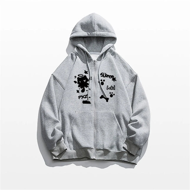 Spring And Autumn Thin 2025 New Cute Girl Zipper Hooded Fun Cat Jacket Collection Fashion Trends Versatile Casual Lazy Wind