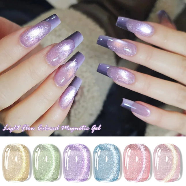 7ml Light Flow Colored Magnetic Gel Nail Polish Shiny Effect Semi Permanent Soak Off UV LED Gel Varnish Nail Art Nail Supplies