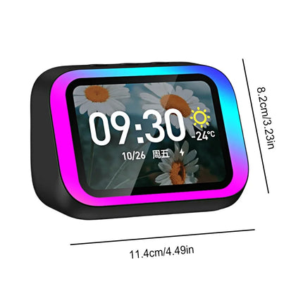 Smart Speaker Voice Assistant Home Speaker Alarm Clock with RGB Lights for Bedroom Living Room