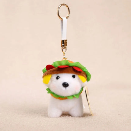 Ultra-Soft PP Cotton Burger Animal Plushie Short Fabric Exquisite Embroidery Kawaii Foodie Key Chain Vivid Realistic Colors