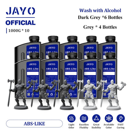 JAYO Standard/ABS-Like/PA-Like/High Temp/Though Resin 10KG 395-405nm UV Curing  Photopolymer Rapid Resin for LCD/DLP 3D Printer