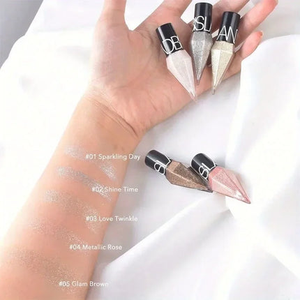 Pearlescent Diamond Liquid Eyeliner Shimmer Waterproof Long Lasting Glitter Silver Color Easy to Wear Eye Pencil Korean Makeup