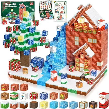 Magnetic Building Blocks Mine World Magnet Cube Set STEM Montessori Sensory Toy for Kids Boys Girls Ages 3+ DIY Model Children