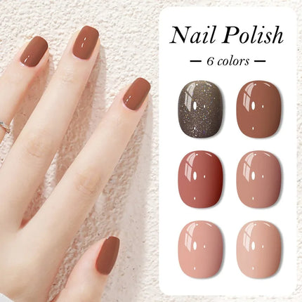 6pcs 8ml Water-Based Nail Polish Long Lasting Quick Drying No Need of Lamp to Cure Nail Supplies Vernis for Nail Art Decorations