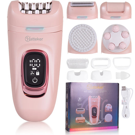 Hatteker 2-in-1 Epilator Hair Remover Leg Body Portable Lady Shaver Hair Removal Tool Underarms Facial Clipper for Women IPX7