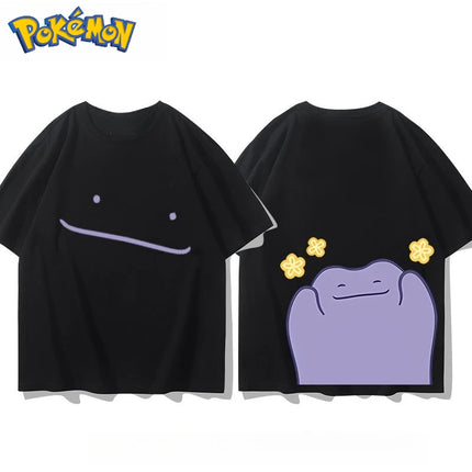 Men's New Pokémon Ditto Front and Rear Printed T-shirt Men's and Women's Summer New Y2K Loose Casual Versatile Short-sleeved Top