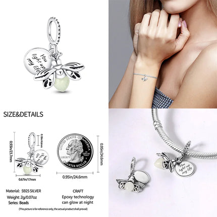 Hot Original 100% 925 Sterling Silver Chameleon Beads Firefly Charms Fit Original Bracelet DIY Jewelry Making Women's Gift