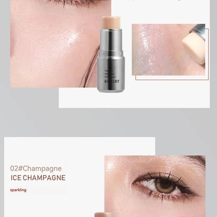 KAXIER High Gloss Stick Highlighter Blush Water Light Shimmer Waterproof Face Contour Illuminator Brighten Contouring Rouge