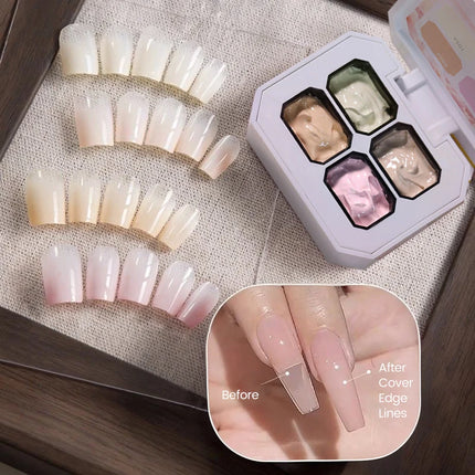 4 Colors Nude Painting Gel Drawing Gel Palette French Nail Polish UV Gel Nail Salon Holographic Manicure Nail Art Tool