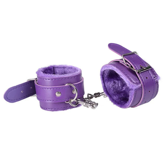 Handcuffs Sexy Metal Adjustable PU Leather Plush Restraints Slave Erotic Wives Cuff Sex Toys for Couples Adult Games Supplies