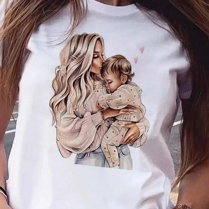 Cartoon Mom Son Daughter Printed Kids T-Shirt Summer Casual Harajuku Girls Boys Short Sleeve Fashion Cotton Children Clothes Tops