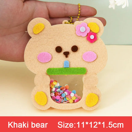 Cartoon Non Woven Shake Pendant DIY Material Kits For Children Kids Easy To Paste Accessories Handmade Crafts Shaker Puzzle Toys