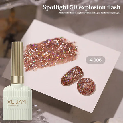 10 Colors Holographic Glitter Gel Nail Polish Spring Color Sparkling Sequins Soak Off Uv Led Varnish Nail Art Diy