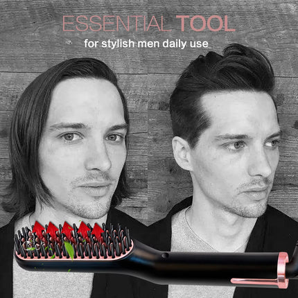 3 In 1 Hot Comb Hair Straightener Electric Beard Straightening Comb Negative Ion Hair Styling Brush