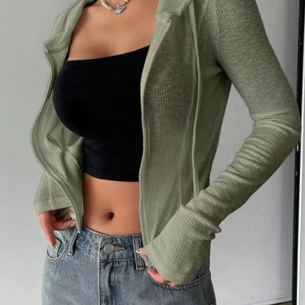 2025 autumn and winter knitted fashionable sweater, slim fit sports pullover, hooded sweatshirt, short zipper hooded jacket