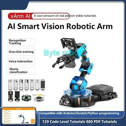Smart Vision 6 Dof Robotic Arm XArm AI Graphical Scratch Robot Python Programming DIY Kit For Arduino Robot Arm Model Servo Claw