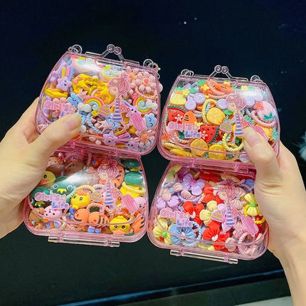 Fashion Cute Cartoon Hair Ropes Sweet High Elastic Rubber Bands Headwear with Handheld Box Bow Hair Ties for Kids