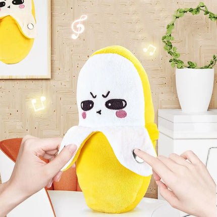 Creative Fruit Induction Metronome Cute Sensory Banana Plush Toy Interactive Playing Joint Sound Squeaky