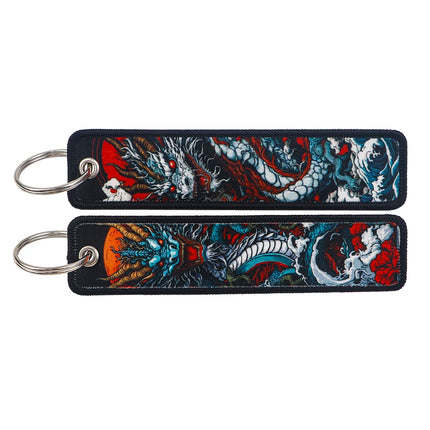 Japanese Van Gogh Art Waves Key Tag Keychains Women Koi Fish Keychain for Car Motorcycles Keys Keyring Men Holder Jewelry Gifts