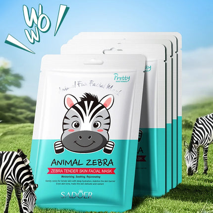 5pcs SADOER Animal Pattern Masks Face Mask Moisturizing Anti Wrinkles Anti-Aging Whitening Facial Masks Skin Care Novel Products