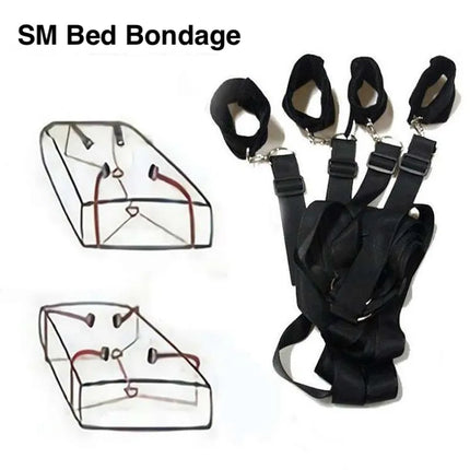 18+ BDSM Bed Restraint Strap System SM Slave Handcuff Leg Split Bondage Gear Adjustable Nylon Handcuff Leg Cuffs Sex Toy Sets