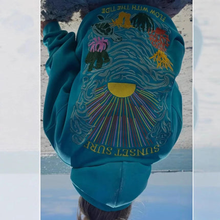 2025 new style Sunflower on the sea embroidered hoodie sweatshirt for men and women embroidered sweatshirt
