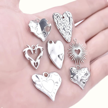 Elegant Love Breloques Stainless Steel Pendants For Jewelry Making Bulk Heart Charm Pendant 5pcs/Lot Materials To Make Bracelets