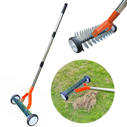 Manual Roller Weeder Grass Chopper Multi-functional Lawn Rake Leaf Rake Garden Soil Loosener With Wheels