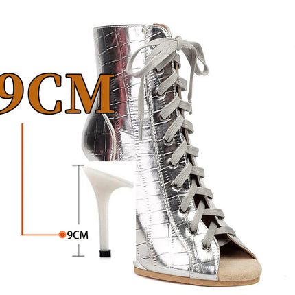 2023 New Fashion Women Heels  Lace-up Boot Stilettos Jazz Dance Lady Shoes For Latin Dancing Outdoor Sexy Stilettos Plus Size
