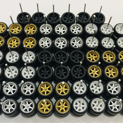 11mm wheels for 1/64 Scale Alloy Car Models 1/64 wheels with Tires + Axles for Hot Wheel/Matchbox/Domeka/Tomy 1:64