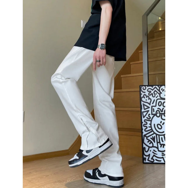 Autumn and winter men's jeans high street tide side zipper niche trousers