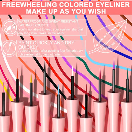 Matte Dark Green Liquid Eyeliner Pencil Waterproof Makeup Colorful Liquid Eye Liner Ultra-thin Long-Lasting Quick-Dry Eye Liner