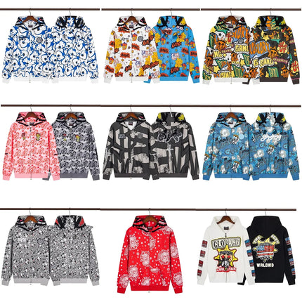 Glo Gang The Glory Full Zip Hoodie Camouflage Cardigan Men Women 1:1 Best Quality Oversize Hooded
