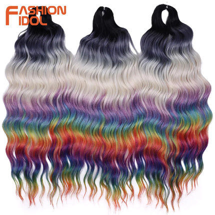 Anna Hair Synthetic Loose Deep Wave Braiding Hair Extensions 24 Inch Water Wave Braid Hair Ombre Blonde Twist Crochet Curly Hair