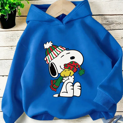 Childrens Peanuts Snoopy Hoodie Boys Girls Kawaii Cartoon Puppy Dog Graphic Hooded Sweatshirt Winter Leisure