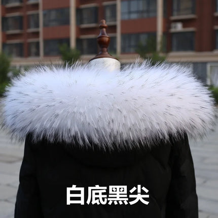Natural Real Raccoon Fur Collar winter women Down Coat Hood Decor Fur Trim Warmer Fur Scarf Ladies Genuine Luxury Shawls