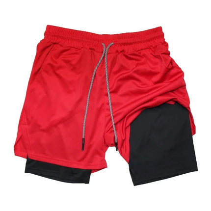 Men's Double-Layer Breathable Quick-Drying Sports Pants Trendy Summer Fitness Quarter Shorts for Active Wear
