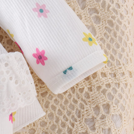 3PCS Autumn New Style 0-1 Year Old Newborn Girl Baby Sweet And Cute Printed Long-Sleeved Clothes + Socks Hair Bands