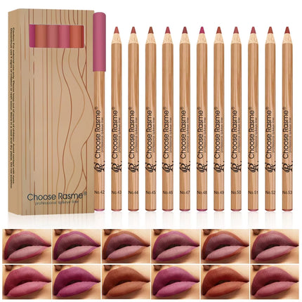 12 Matte Lip Liner Pencil Set Color Rendering Easy Makeup Waterproof Durable Lip Makeup Cosmetics Valentine's Day gift