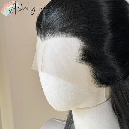 Ashely Widow's Peak Wig Black Lace Front Wig 26inch 13*4 Synthetic Lace Wigs Straight Hair Heat-resistant Fibers Cosplay Wigs