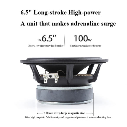 Professional 6.5-inch Passive Subwoofer with 100W Peak Power 4 Ohms Built-in Crossover Home Theatre Home Use Wooden Speaker