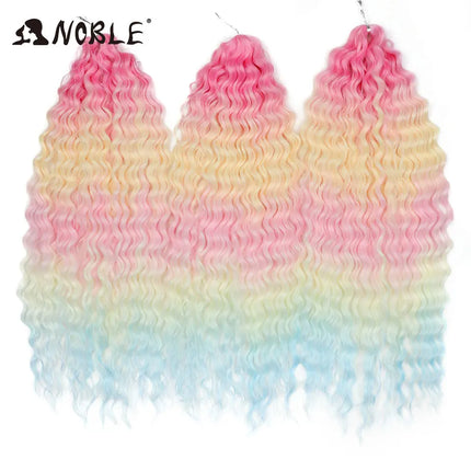Noble 24Inch 300g Crochet Hair Curl Hair Water Wave Ombre Blonde Twist Crochet Hair Braid Hair Deep Wave Braiding Hair Extension