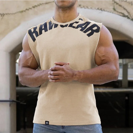 Men's Summer Cotton Tank Top Muscle Gym Fitness Workout Sleeveless Shirts O-Neck Vest Casual Sports Tops Male Trendy Breathable