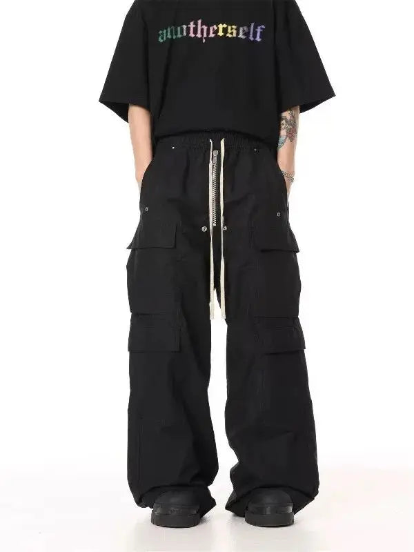 Owen Seak Men's Casual Cargo Harem Pants Baggy Gothic Clothing High Street Summer Long Work Trousers Loose Black Sweatpants