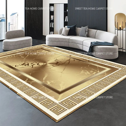 Modern Golden Luxury Carpet Large Living Room Decoration Home Rugs Non-slip Bedroom Mat Customizable Coffee Table Lounge Rugs