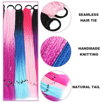 Wholesale European And American Dirty Braids Ponytail For Women Colorful Chemical Fiber Ethnic Style Rubber Band Small Braids