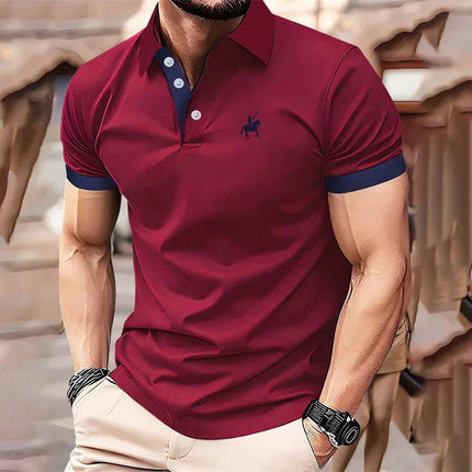 New men's T-shirt, classic short-sleeved Polo shirt, summer top, casual T-shirt, button-down lapel, oversized S-2XL casual Polo