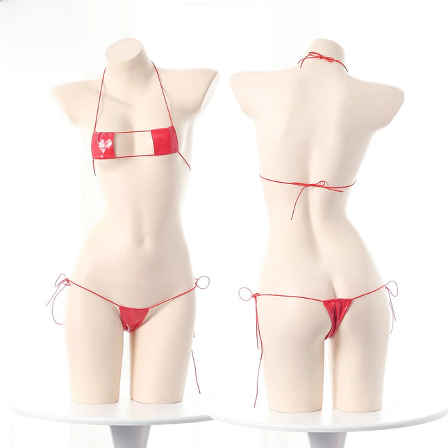 Sexy Three-Point Set Large Size Polyester Skin-Tight Bikini Set Dead Sea Water Leather Fabric Underwear Set for Women